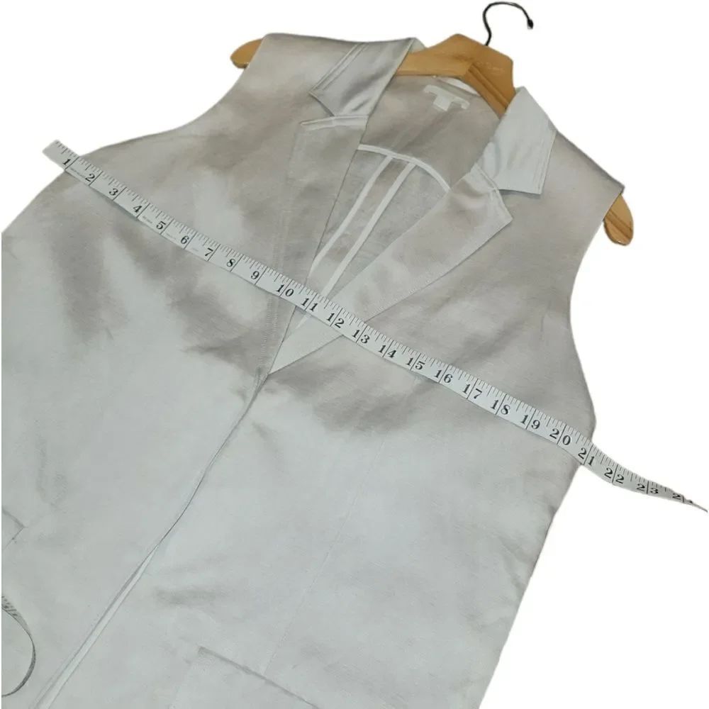 COS Sleeveless Satin Linen Blend Sleeveless Blazer Long Line Vest Trench 8 Ivory - Picture 13 of 16